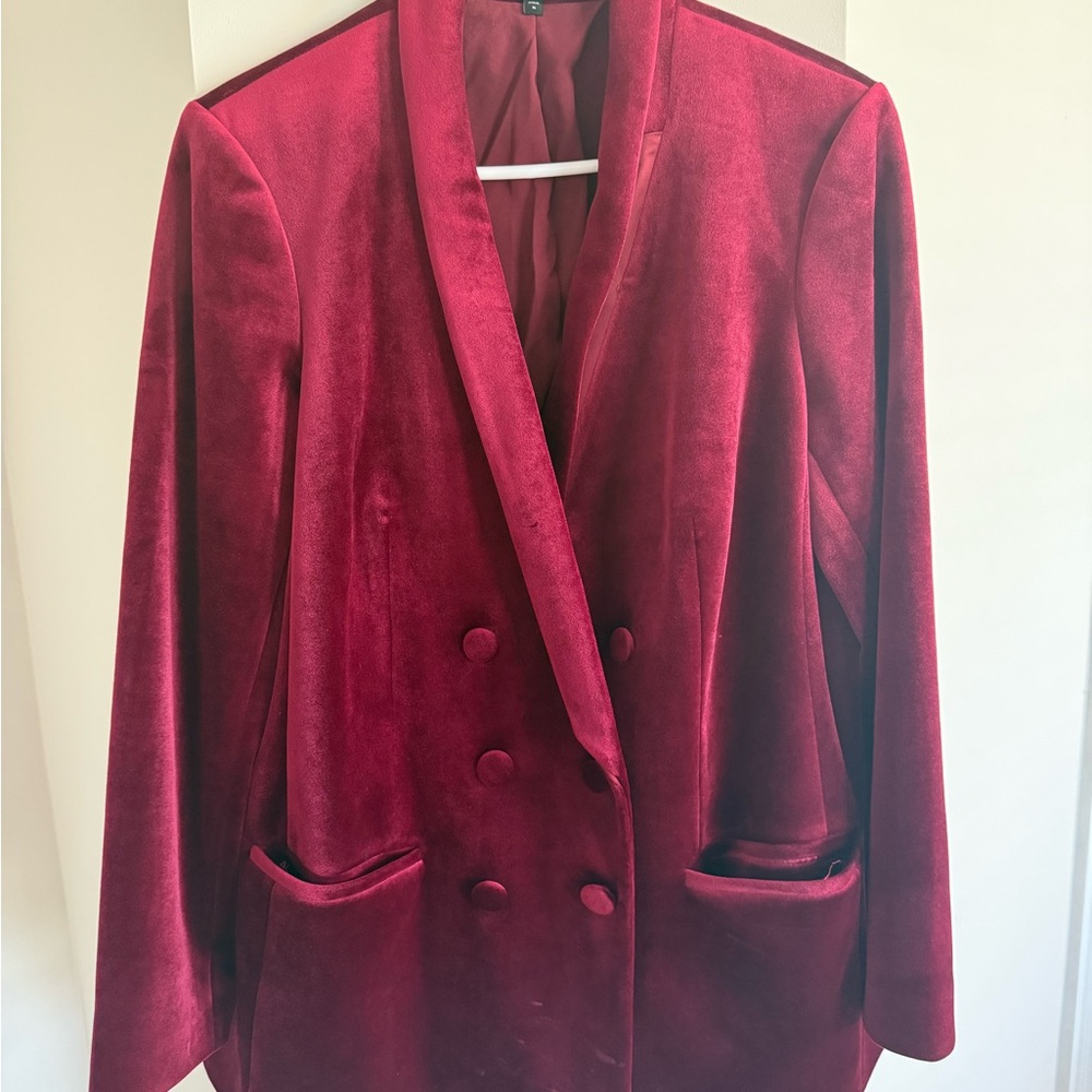 Express Rich Red Velvet Blazer